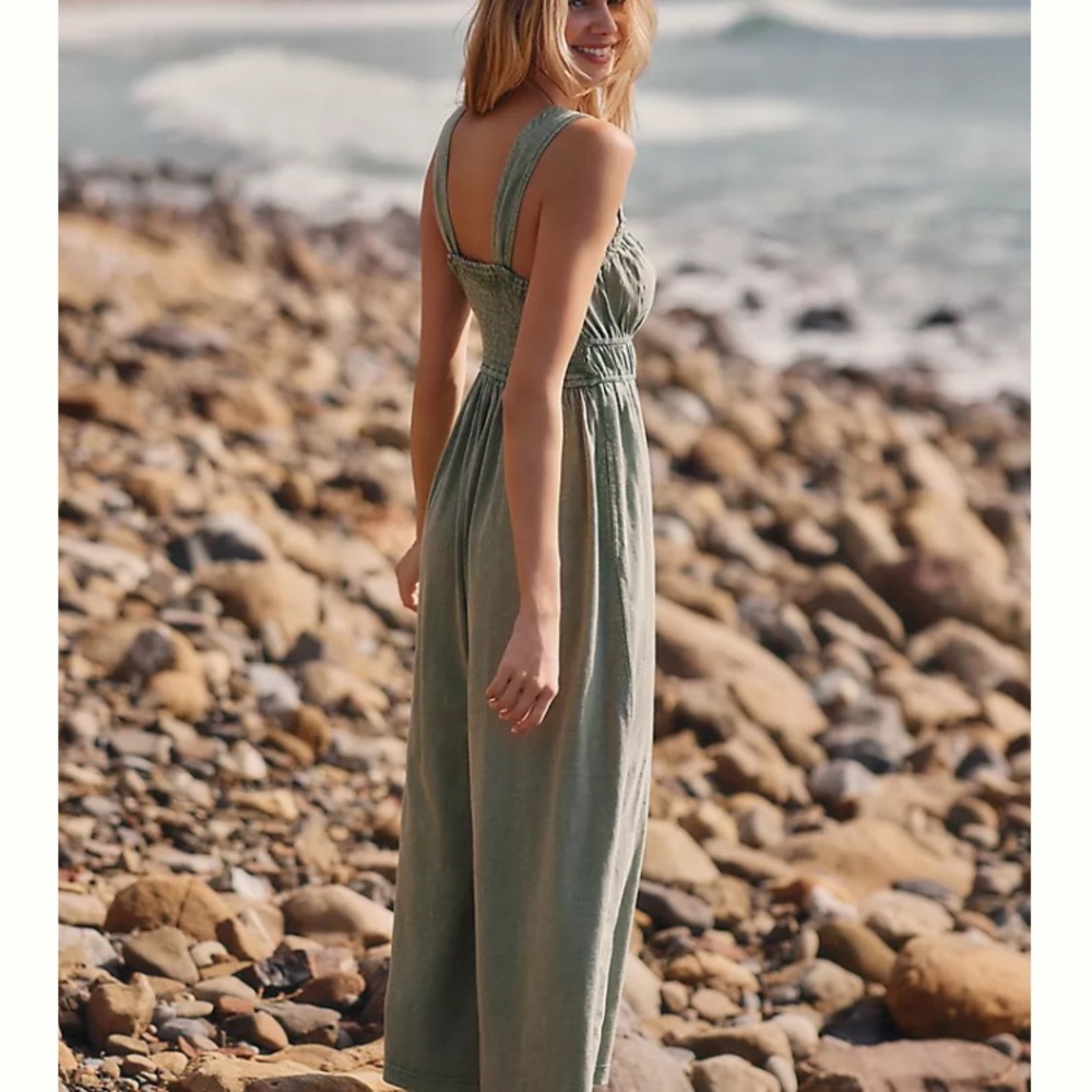 Anthropologie Sage Green Wide-Leg Jumpsuit - Picture 4 of 14